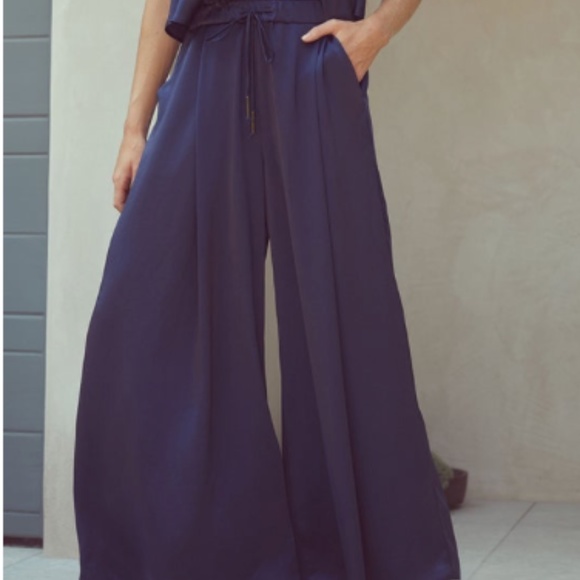 ONA by Yoon Chung Satin Wide Leg Pant in Sand Size Small - Picture 2 of 7